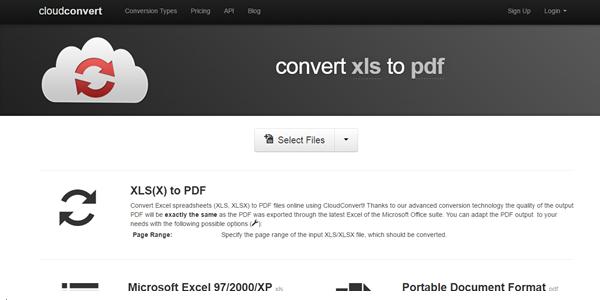 convertire file excel in pdf con cloudconvert