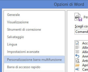 personalizzare barra multifunzione word