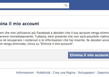 Eliminare account Facebook